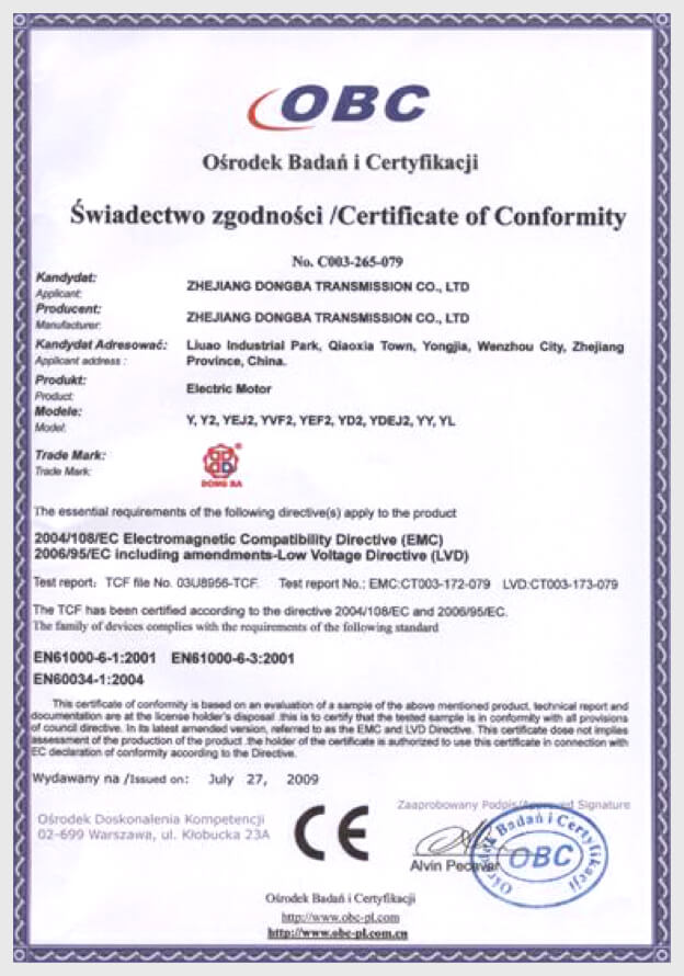 Certificación eléctrica CE