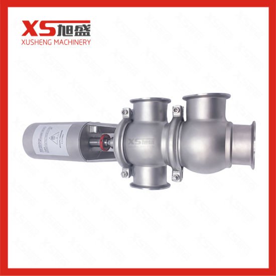 Válvula de desviación de flujo neumático higiénica SS304 de acero inoxidable